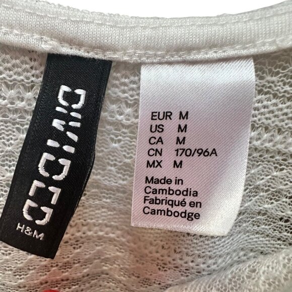 H&M Divided Tank Top Size M White Crochet Fringe Boho Western‎ Festival Y2K - Picture 5 of 6